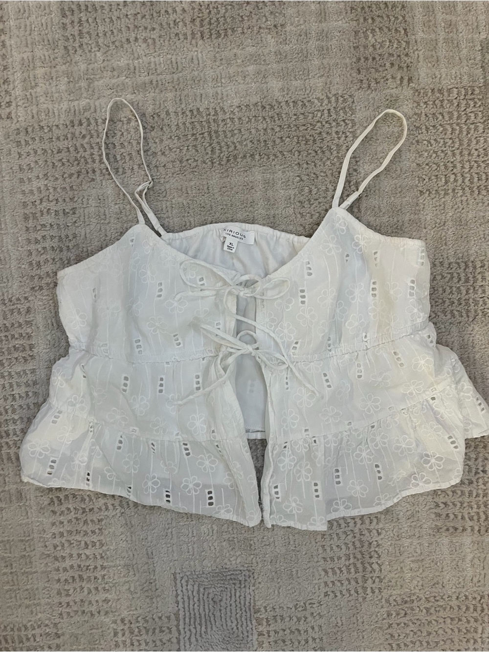 Kirious LA White Eyelet Tie-Front Cami Top